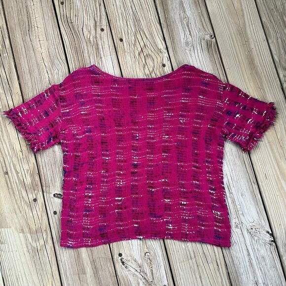 Zara Women's Pink Mixed Thread Cropped Top Size S - Picture 2 of 5